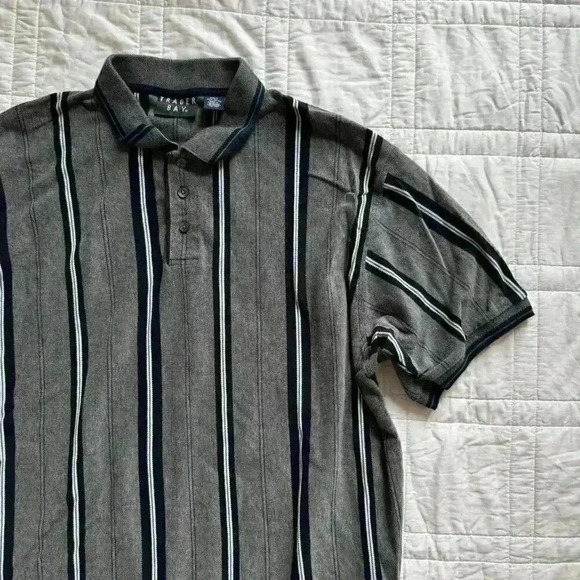 Vintage 90s streetwear striped polo trader bay mens XXL alternative golf - Picture 2 of 7